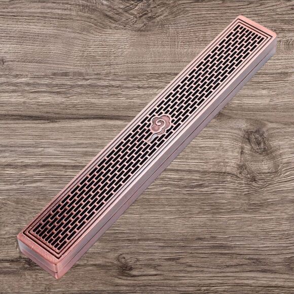 Metal incense stick holder with lid 9.25"' x 1.75" x 0.75" - Picture 1 of 6